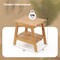 20 Inch Teak Wood Bath Stool with Storage Shelf and Adjustable Foot Pads